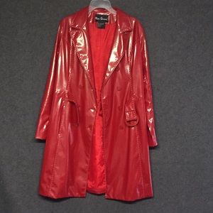 Maria Dionisiou Red Belted Coat Rain Slicker